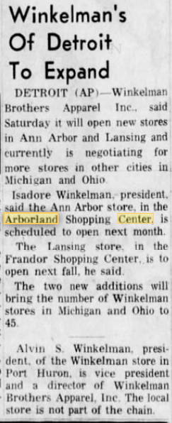 Arborland Center - Feb 1962 Winklemans Joins